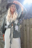 Floral applique detail tie blouse