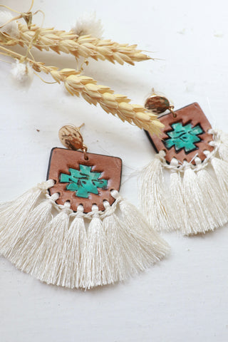 Hand-tooled tassel earrings
