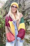 Colour block tie cardigan