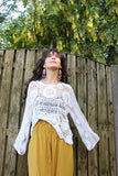 Floral circle crochet top (white)