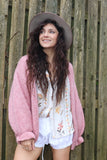 Soft pink ruffle sleeve cardigan