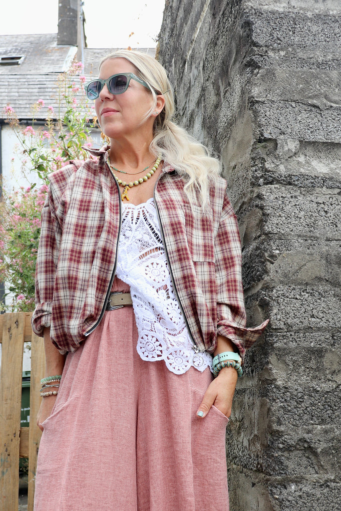 Burgundy plaid jacket