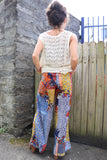 Blue floral patchwork trousers