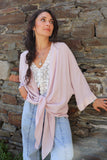 Silky trim kimono (Light pink)