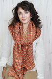 Check speckle knit scarf (Orange)