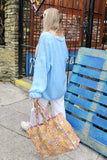 Soft blue ruffle sleeve cardigan