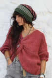 Multiway stripe beanie (Khaki)
