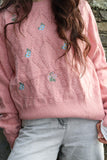 Floral embroidered pink jumper