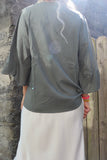 Floral applique detail tie blouse