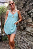 Embroidered cheesecloth cami (Blue)