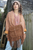 Fringe faux suede hand bag