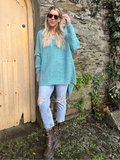 Dip back knit jumper (Cyan)