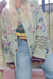 Embroidered embellished khaki jacket