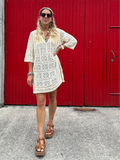 V neck crochet tunic