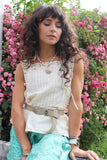 Broderie side tie top