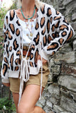 Leopard print tie front cardigan