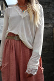 Long sleeve lace trim tee