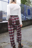 Burgundy check trousers
