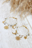 Sun and moon beaded hoops