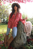 Embroidered rose peasant blouse