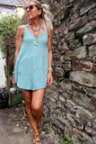 Embroidered cheesecloth cami (Blue)