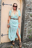 Mint ditsy floral dress