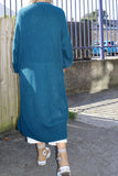 Teal long knit cardigan