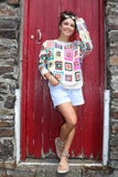 Patchwork square crochet sweater