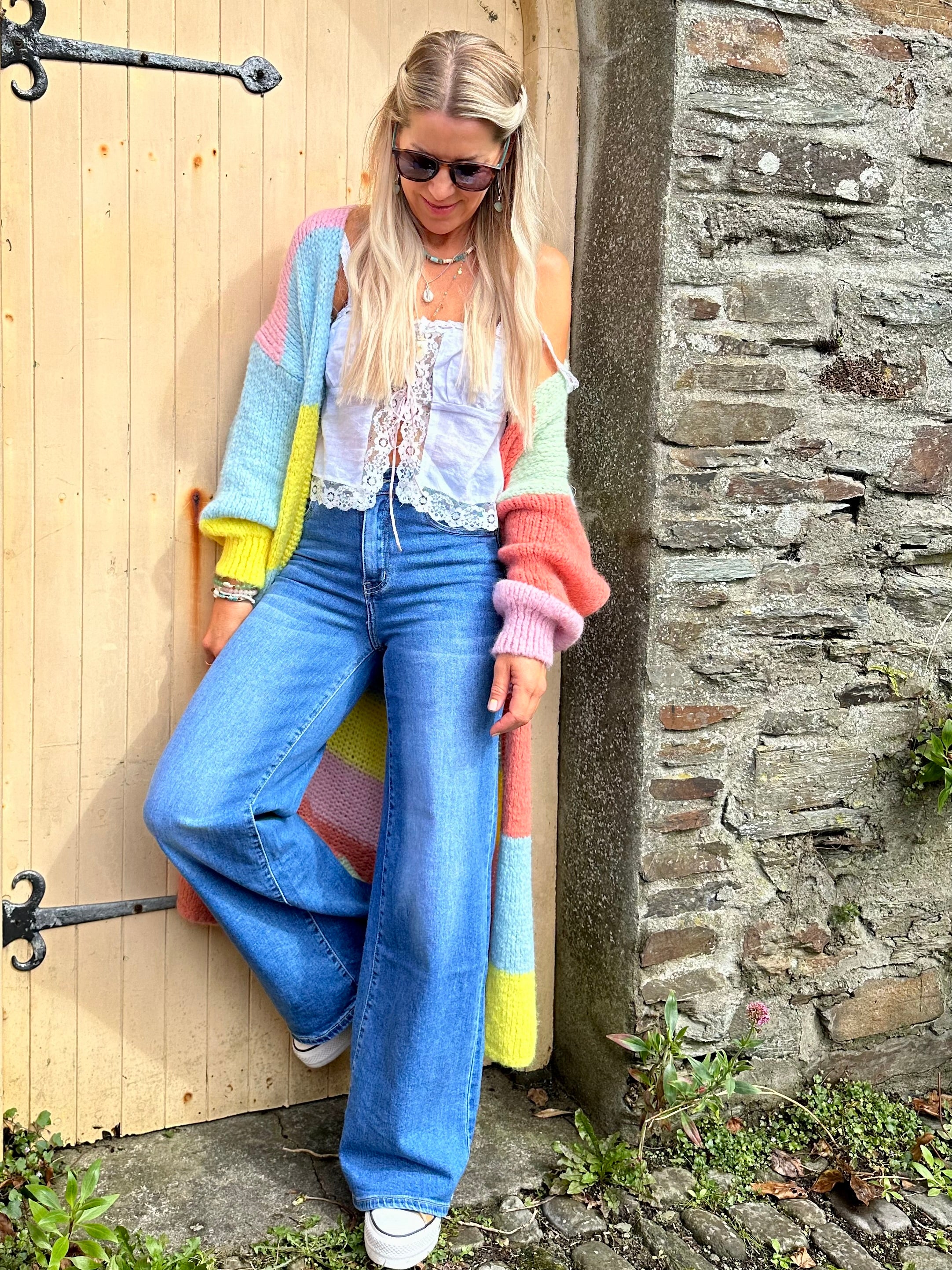 Wide leg jeans Blue WhiteFawn Boutique
