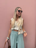 Embroidered crochet top