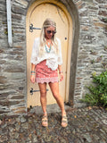 Rust embroidered skort
