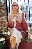 Ruffle sleeve tie cardigan