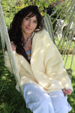 Butter yellow fluffy hooded cardigan
