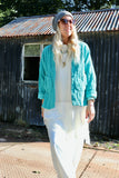 Teal quilted cotton jacket