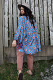 Short floral reversible kimono