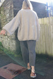 Oversized beige wool cardigan
