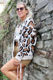 Leopard print tie front cardigan