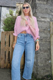 Ruffle sleeve knot detail jumper (Pink)