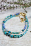 Blue beaded layered bracelet