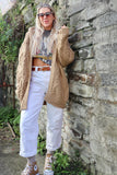 cable knit hooded cardigan