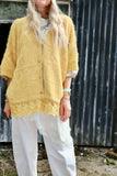 Lace trim mustard cardigan