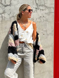 Chunky knit stripe cardigan