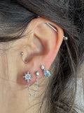 Star chain earring (Silver)