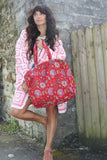Floral cotton quilted handbag (Red)