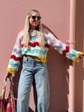 Colourful zig zag knit jumper