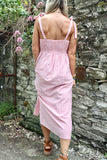 Pink gingham a line dress