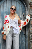 Pink floral crochet cardigan