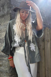 Floral applique detail tie blouse