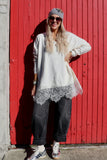 Lace trim soft knit jumper