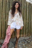 Floral crochet insert blouse
